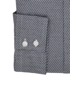 LF Tailored Shop Black & White Dobby Gingham Slim Fit Dress Shirt