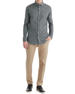 LF Tailored Shop Black & White Dobby Gingham Slim Fit Dress Shirt