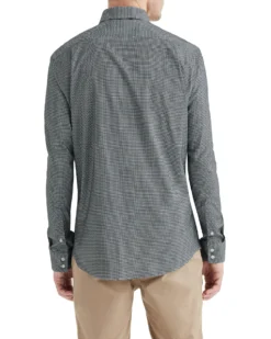 LF Tailored Shop Black & White Dobby Gingham Slim Fit Dress Shirt