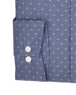 LF Navy Dot Dobby Chambray Slim Fit Dress Shirt Tailored Shop