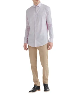LF Tailored Shop Dusty Rose Dobby Check Slim Fit Dress Shirt