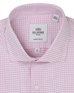 LF Tailored Shop Dusty Rose Dobby Check Slim Fit Dress Shirt