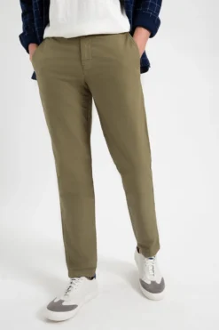Northstar Chinos & Trousers Beatnik Oxford Slim Taper Garment Dye Chino - Light Olive