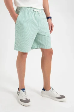 Northstar Shorts Seersucker Slim Fit Bengal Stripe Short - Green/Ecru