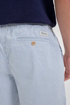 Northstar Shorts Seersucker Slim Fit Bengal Stripe Short - Light Blue/Ecru 9 Northstar Shorts Seersucker Slim Fit Bengal Stripe Short - Light Blue/Ecru