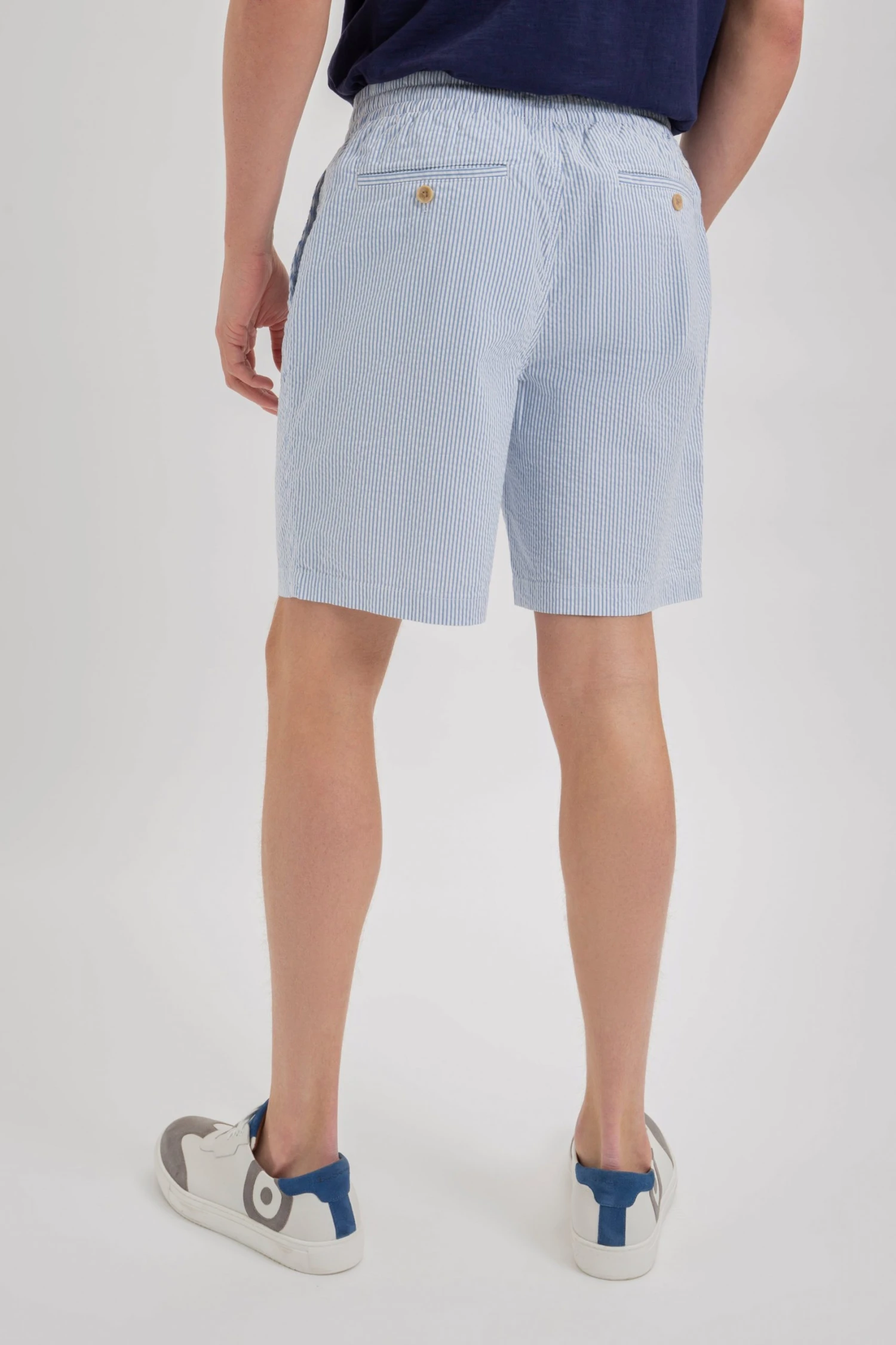 Northstar Shorts Seersucker Slim Fit Bengal Stripe Short - Light Blue/Ecru 5 Northstar Shorts Seersucker Slim Fit Bengal Stripe Short - Light Blue/Ecru