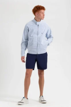 Northstar Seersucker Bengal Stripe Harrington Jacket - Light Blue/Ecru