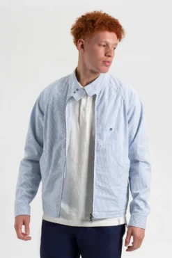 Northstar Seersucker Bengal Stripe Harrington Jacket - Light Blue/Ecru