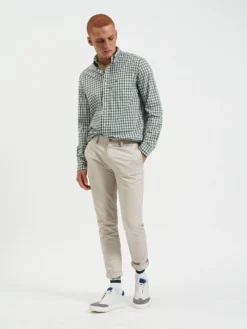Northstar House Poplin Gingham Shirt - Olive Long-Sleeve Shirts