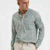 Northstar House Poplin Gingham Shirt - Olive Long-Sleeve Shirts