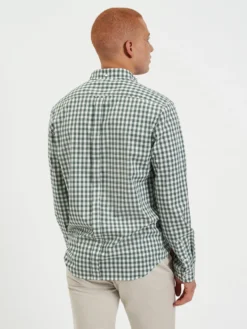 Northstar House Poplin Gingham Shirt - Olive Long-Sleeve Shirts