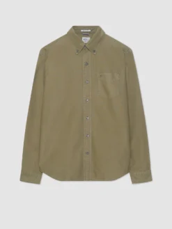 Northstar Beatnik Oxford Garment Dye Shirt - Military Green Long-Sleeve Shirts