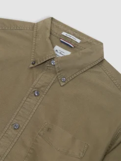 Northstar Beatnik Oxford Garment Dye Shirt - Military Green Long-Sleeve Shirts