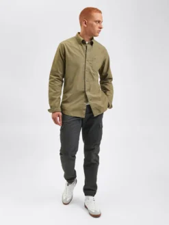 Northstar Beatnik Oxford Garment Dye Shirt - Military Green Long-Sleeve Shirts