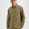 Northstar Beatnik Oxford Garment Dye Shirt - Military Green Long-Sleeve Shirts