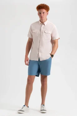 Northstar Spring | Summer 2022 Garment Dye Short-Sleeve Linen Shirt - Light Pink