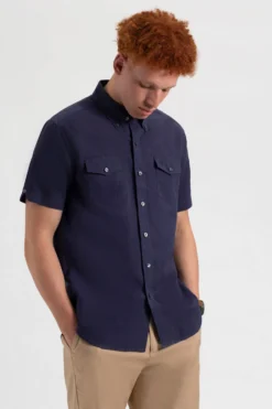 Northstar Garment Dye Short-Sleeve Linen Shirt - Navy