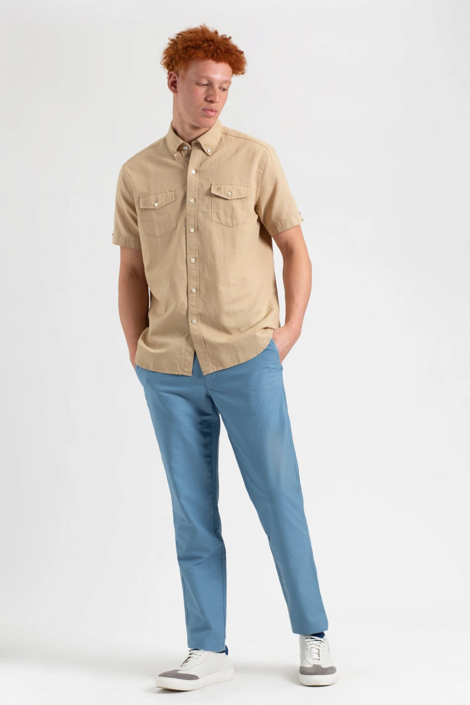 Northstar Spring | Summer 2022 Garment Dye Short-Sleeve Linen Shirt - Sand 4 Northstar Spring | Summer 2022 Garment Dye Short-Sleeve Linen Shirt - Sand