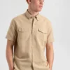 Northstar Spring | Summer 2022 Garment Dye Short-Sleeve Linen Shirt - Sand