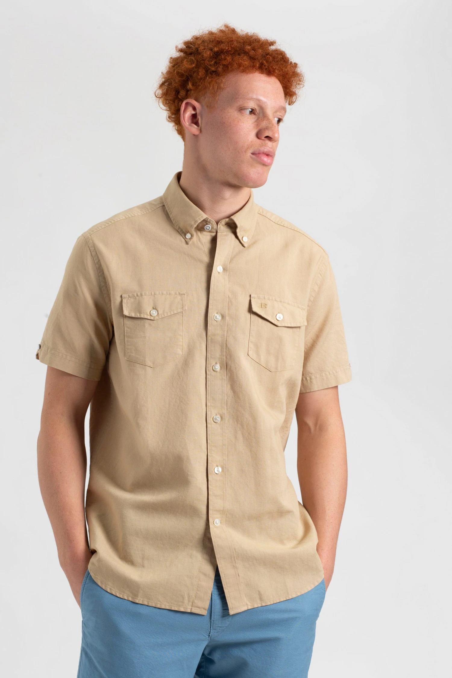 Northstar Spring | Summer 2022 Garment Dye Short-Sleeve Linen Shirt - Sand 3 Northstar Spring | Summer 2022 Garment Dye Short-Sleeve Linen Shirt - Sand