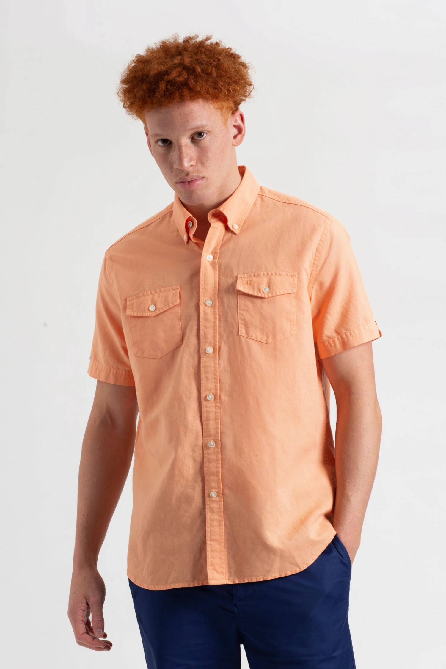 Northstar Garment Dye Short-Sleeve Linen Shirt - Washed Orange Spring | Summer 2022 3 Northstar Garment Dye Short-Sleeve Linen Shirt - Washed Orange Spring | Summer 2022