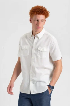 Northstar Garment Dye Short-Sleeve Linen Shirt - White