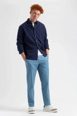 Northstar Beatnik Oxford Slim Taper Garment Dye Chino - Dusty Blue Chinos & Trousers