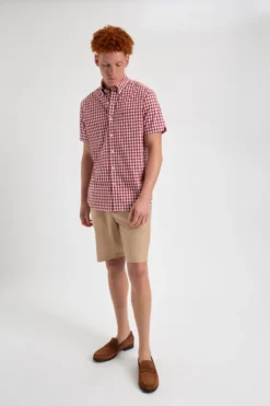 Northstar Short Sleeve House Poplin Gingham Shirt - Merlot