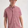 Northstar Short Sleeve House Poplin Gingham Shirt - Merlot