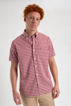 Northstar Short Sleeve House Poplin Gingham Shirt - Merlot
