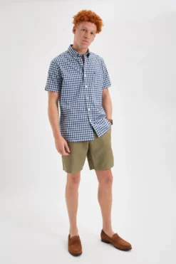 Northstar Short Sleeve House Poplin Gingham Shirt - Navy