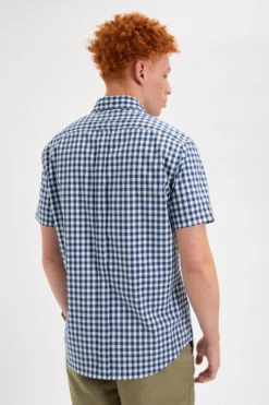 Northstar Short Sleeve House Poplin Gingham Shirt - Navy