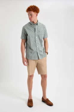 Northstar Short-Sleeve Shirts Short Sleeve House Poplin Gingham Shirt - Olive