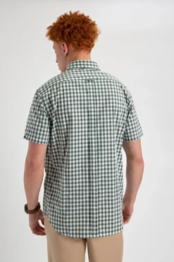 Northstar Short-Sleeve Shirts Short Sleeve House Poplin Gingham Shirt - Olive