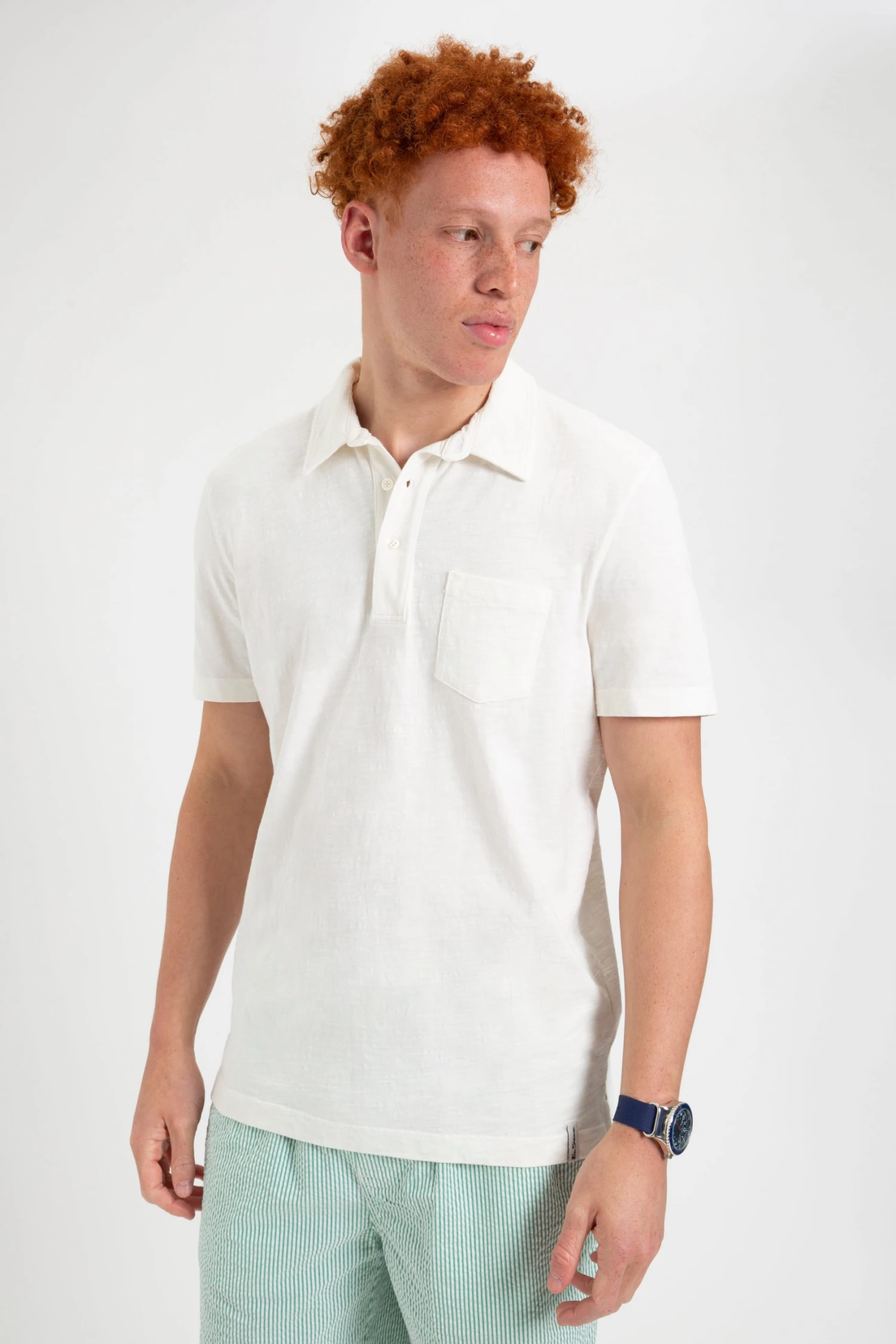 Northstar Garment Dye Beatnik Polo - White 3 Northstar Garment Dye Beatnik Polo - White