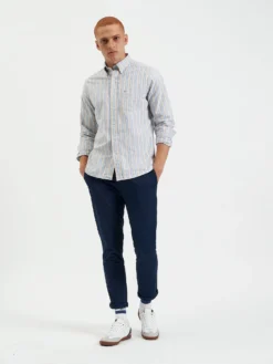 Northstar Long-Sleeve Shirts Brighton Oxford Organic Stripe Shirt - Collegiate Blue Multi Stripe