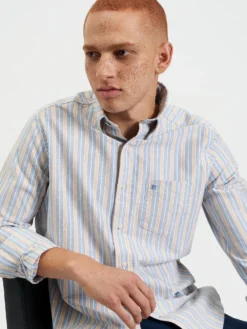 Northstar Long-Sleeve Shirts Brighton Oxford Organic Stripe Shirt - Collegiate Blue Multi Stripe