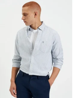 Northstar Brighton Oxford Organic Stripe Shirt - Indigo Bengal Stripe Long-Sleeve Shirts