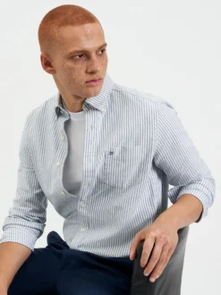 Northstar Brighton Oxford Organic Stripe Shirt - Indigo Bengal Stripe Long-Sleeve Shirts