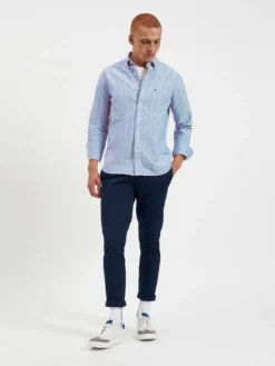 Northstar Long-Sleeve Shirts Brighton Oxford Organic Stripe Shirt - Ocean Blue Chalk Stripe 9 Northstar Long-Sleeve Shirts Brighton Oxford Organic Stripe Shirt - Ocean Blue Chalk Stripe
