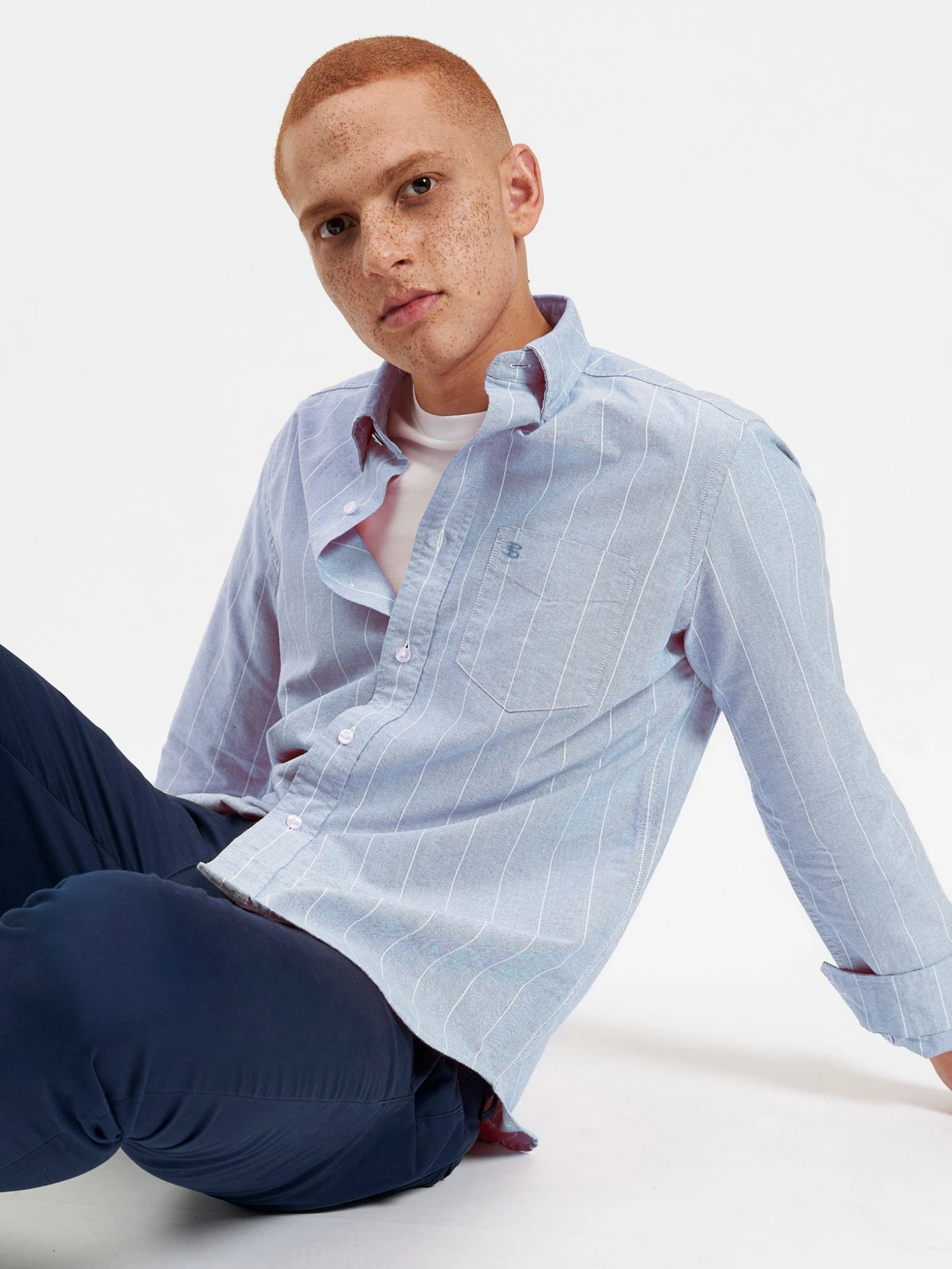 Northstar Long-Sleeve Shirts Brighton Oxford Organic Stripe Shirt - Ocean Blue Chalk Stripe 5 Northstar Long-Sleeve Shirts Brighton Oxford Organic Stripe Shirt - Ocean Blue Chalk Stripe