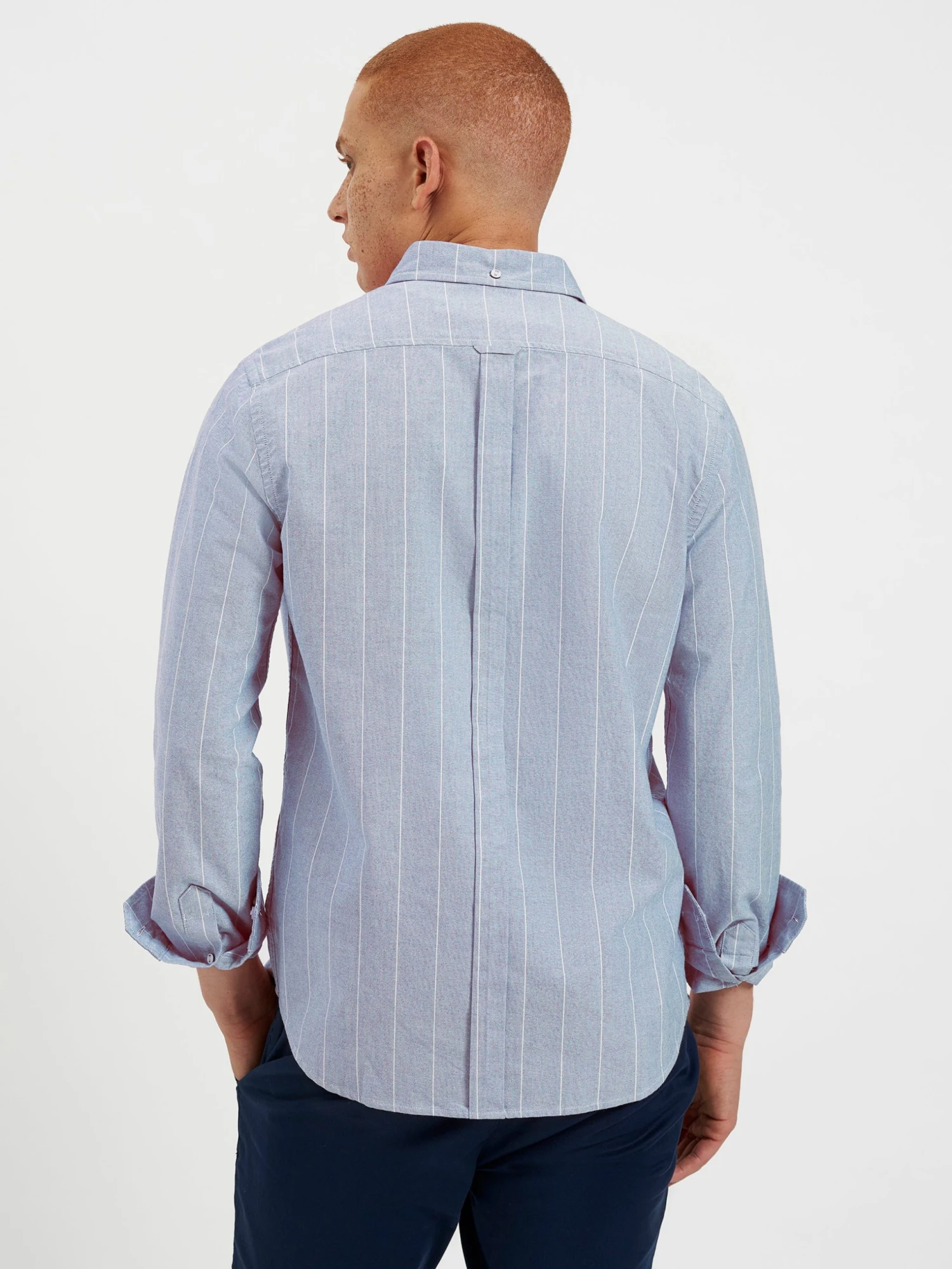 Northstar Long-Sleeve Shirts Brighton Oxford Organic Stripe Shirt - Ocean Blue Chalk Stripe 4 Northstar Long-Sleeve Shirts Brighton Oxford Organic Stripe Shirt - Ocean Blue Chalk Stripe