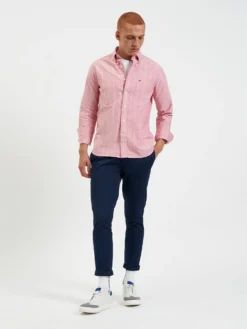 Northstar Brighton Oxford Organic Stripe Shirt - Light Red Chalk Stripe Long-Sleeve Shirts