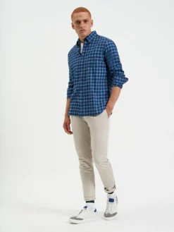 Northstar House Tartan Twill Shirt - Navy Long-Sleeve Shirts