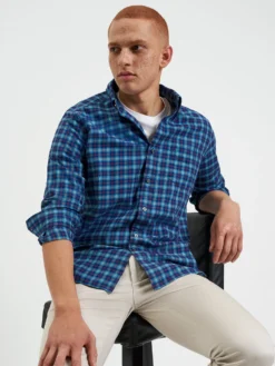 Northstar House Tartan Twill Shirt - Navy Long-Sleeve Shirts