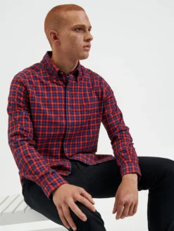 Northstar House Tartan Twill Shirt - Red Long-Sleeve Shirts