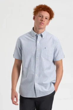 Northstar Short-Sleeve Shirts Short Sleeve Brighton Oxford Organic Shirt - Indigo Bengal Stripe