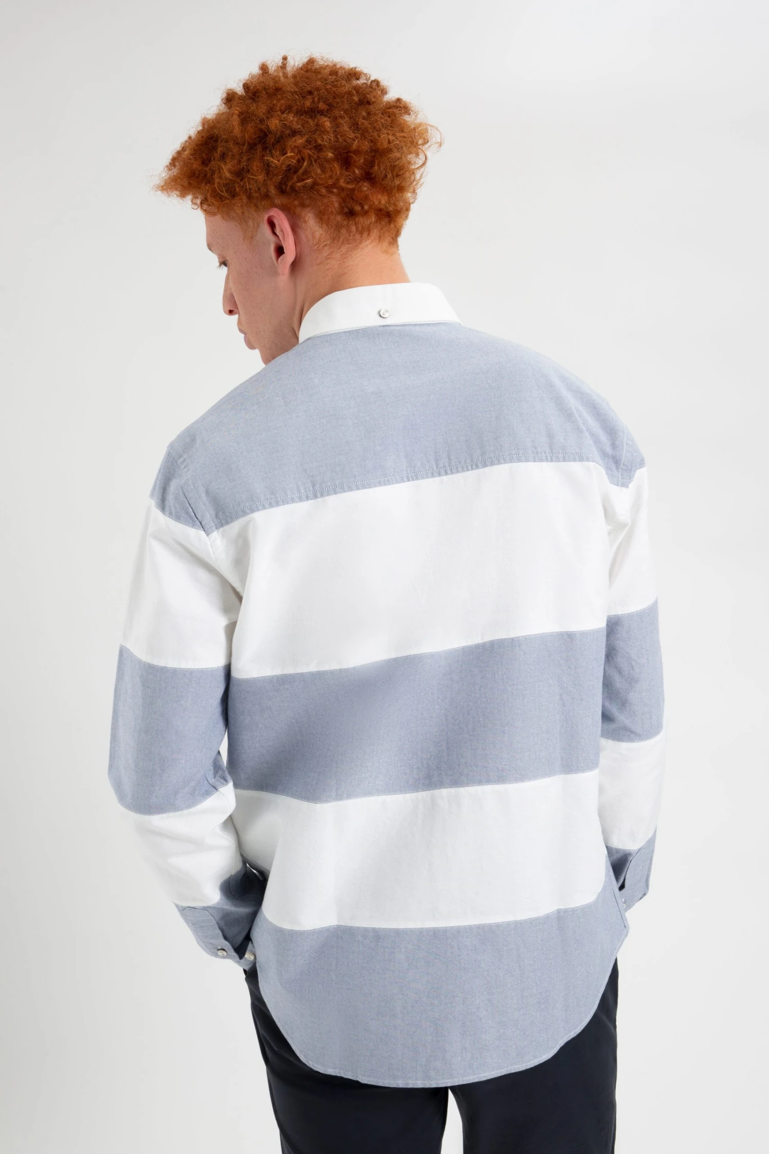 Northstar Brighton Oxford Organic Rugby Shirt - Navy White Stripe 4 Northstar Brighton Oxford Organic Rugby Shirt - Navy White Stripe