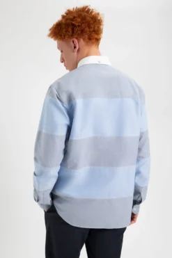 Northstar Brighton Oxford Organic Rugby Shirt - Pale Blue Stripe
