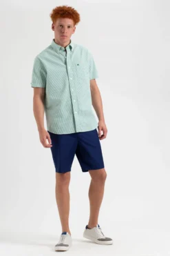 Northstar Seersucker Short Sleeve Bengal Stripe Shirt - Green/Ecru